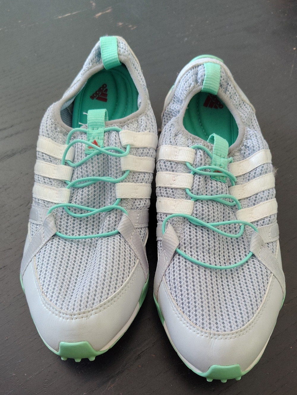 Adidas Kids Grey & Mint Athletic Shoes
